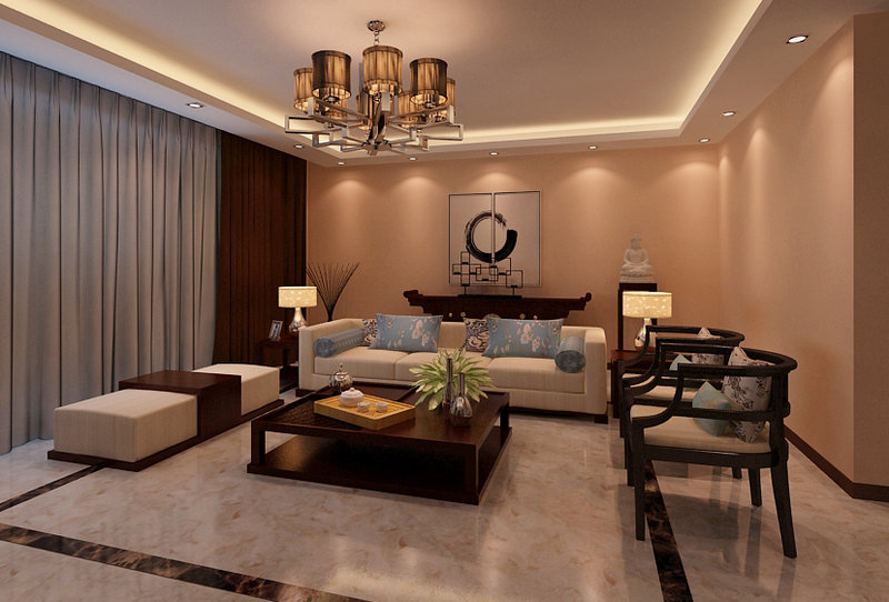 20萬(wàn)以上140平米以上中式四居室裝修效果圖,碧桂園裝修案例效果圖